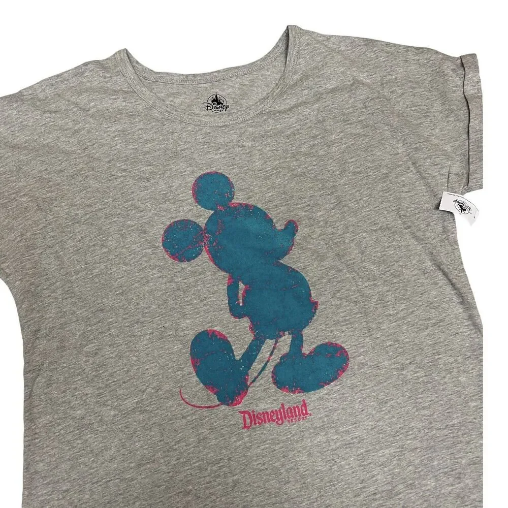 Disneyland‎ Resort T-Shirt Girls XL Grey Parks Mickey Mouse Logo Ears World Pink